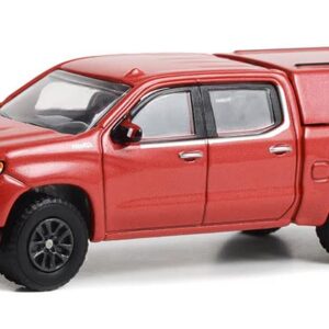 Greenlight 68020-C Showroom Floor Series 2-2022 Chevy Silverado LTD High Country with Camper Shell - Cherry Red Tintcoat 1/64 Scale