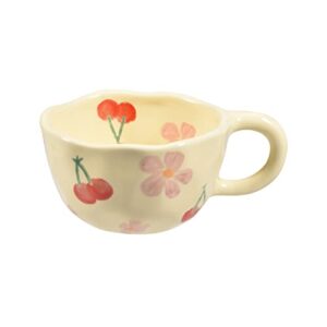 Koythin Ceramic Coffee Mug, Creative Flower Cup for Office and Home, Dishwasher and Microwave Safe, 8.5 oz/250 ml for Latte Tea Milk (Pink Cherry)