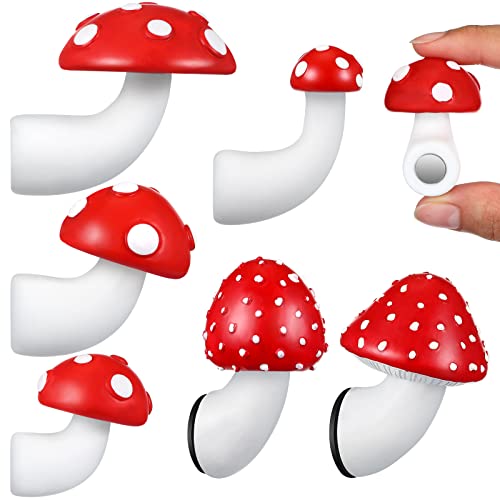 6 Pcs Mushroom Magnets for Fridge Kitchen Decor Magnets 3D Resin Refrigerator Magnet for Home Office Calendar Whiteboard Metal Furniture Decoration