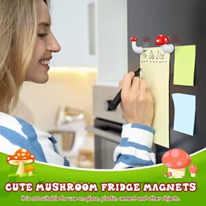 6 Pcs Mushroom Magnets for Fridge Kitchen Decor Magnets 3D Resin Refrigerator Magnet for Home Office Calendar Whiteboard Metal Furniture Decoration