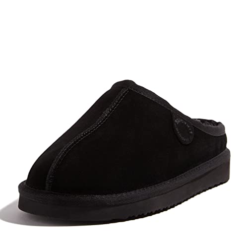 Fireside by Dearfoams Women's Greta Shearling Indoor/Outdoor Clog Slipper, Black, 8