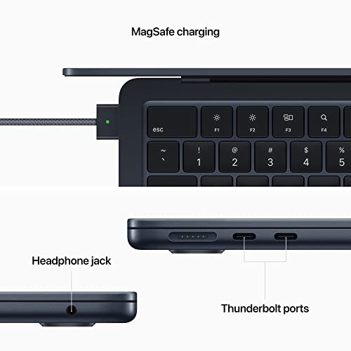 Apple 2022 MacBook Air with M2 chip, 8 core CPU, 10 core GPU, 16GB RAM, 512GB SSD Storage - Midnight (Z1610005E)