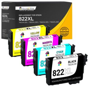 houseofinks remanufactured ink cartridge replacement for epson 822 xl 822xl for workforce pro wf-3820 wf-4820 wf-4830 wf-4834 printer (bcmy, 4pk)
