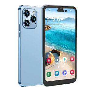 i14pro max 4g cell phone, 6.1in ips hd screen, 4gb ram 64gb rom, dual card dual standby, 16mp rear 8mp front, 4000mah battery, face unlocked android 11 smartphone(blue)