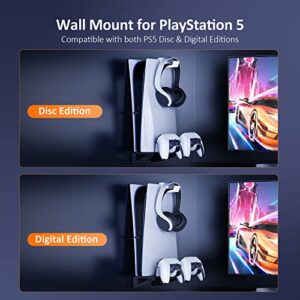 NexiGo PS5 Wall Mount Kit with Charging Station, Dual Controller Chargers, Steel Wall Stand, and Headphone Hanger - Compatible with Playstation 5 (Disc & Digital)