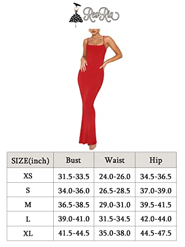 REORIA Women's Sexy Casual Lounge Slip Long Dress Elegant Wedding Guest Sleeveless Backless Ribbed Bodycon Maxi Dresses Black X-Small