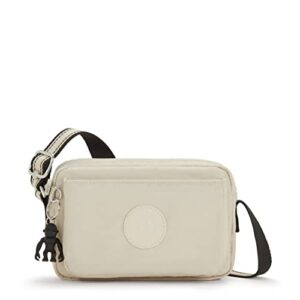 kipling women's abanu medium crossbody bag, lightweight, adjustable nylon waist pack, light sand, one size