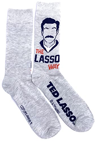 WARNER BROS Ted Lasso 2 pack Men's Dress Crew Socks. 2 pair - Ted Lasso Way & Be a Goldfish - Men Sock Size 10-13 (TG10430)