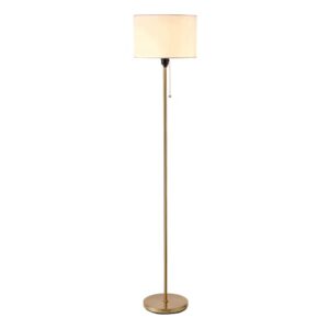 o’bright ted - drum shade standing lamp, pull chain switch, e26 socket, modern minimalist design, simple floor lamp for living room, bedroom, office, antique brass