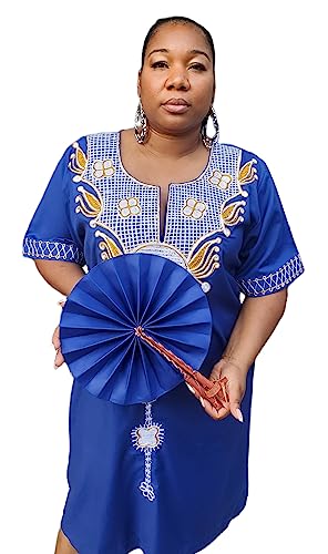 Blue African Fabric Folding Fan: Church, Ankara, Leather, Wedding, Sports, and Pouch Included!