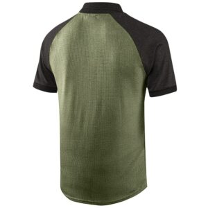 Mens Short Sleeve Color Block Polo Shirts Regular Fit Fashion Design Lightweight Casual Quick Dry Golf Shirt Army Green