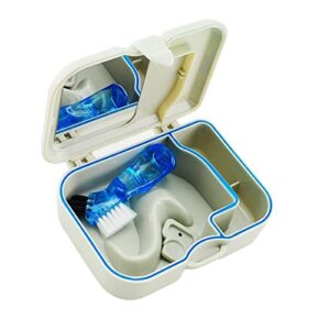 Storage Denture Teeth With Box Case and Applianc Brush False Clean Tooth care ning Kits (白色White, One Size)