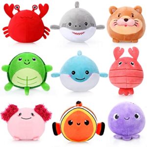 9 pcs mini sealife plush toys 3.15 inch - cute stuffed ocean animals for kids, party decor, easter basket fillers