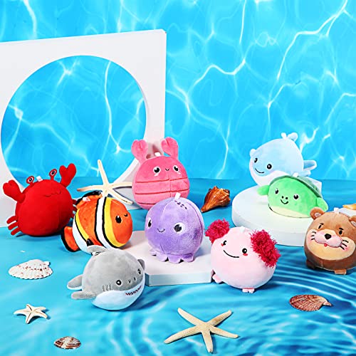 9 Pcs Mini Sealife Plush Toys 3.15 Inch - Cute Stuffed Ocean Animals for Kids, Party Decor, Easter Basket Fillers