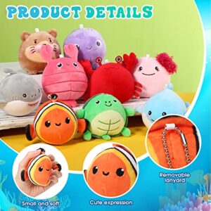 9 Pcs Mini Sealife Plush Toys 3.15 Inch - Cute Stuffed Ocean Animals for Kids, Party Decor, Easter Basket Fillers