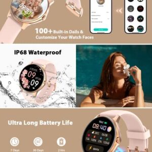 Gydom Smart Watch for Women Answer/Make Call, 1.28" Touch Screen Fitness Tracker with Blood Oxygen/Heart Rate/Sleep Monitor, 100 Sport Modes, IP68 Waterproof Smartwatch for Android iPhone