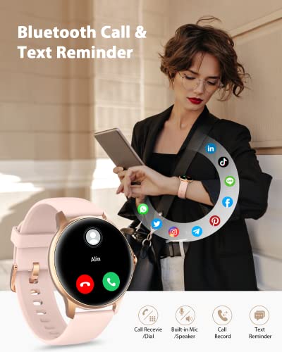 Gydom Smart Watch for Women Answer/Make Call, 1.28" Touch Screen Fitness Tracker with Blood Oxygen/Heart Rate/Sleep Monitor, 100 Sport Modes, IP68 Waterproof Smartwatch for Android iPhone