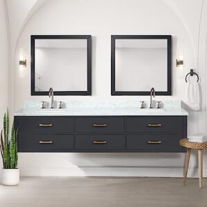 bell+modern tuckerton 84 in w x 22 in d black double bath vanity and carrara marble top