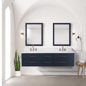 Bell+Modern Tuckerton 72 in W x 22 in D Blue Double Bath Vanity and Carrara Marble Top