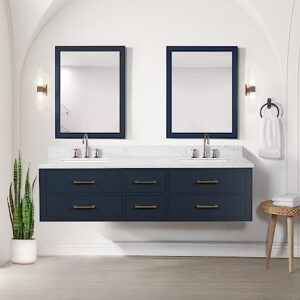 bell+modern tuckerton 72 in w x 22 in d blue double bath vanity and carrara marble top