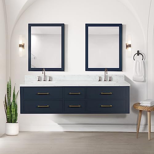 Bell+Modern Tuckerton 72 in W x 22 in D Blue Double Bath Vanity and Carrara Marble Top