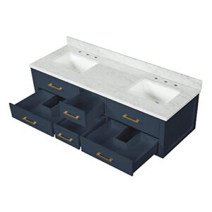 Bell+Modern Tuckerton 72 in W x 22 in D Blue Double Bath Vanity and Carrara Marble Top