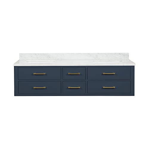 Bell+Modern Tuckerton 72 in W x 22 in D Blue Double Bath Vanity and Carrara Marble Top