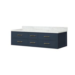 Bell+Modern Tuckerton 72 in W x 22 in D Blue Double Bath Vanity and Carrara Marble Top