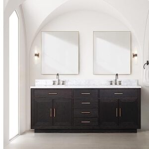 bell+modern shelter 80 in w x 22 in d black oak double bath vanity and carrara marble top
