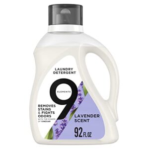 9 elements natural laundry detergent liquid soap, lavender scent, vinegar powered, 92 fl oz, 1 count