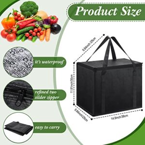 7 Pack Reusable Grocery Bags Foldable Shopping Bag and Zippered Insulated Food Delivery Bag Insulated Cooler Bag with Handles Set for Shopping Accessories, Black