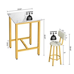 AWQM Table, 3-Piece Set, White & Gold