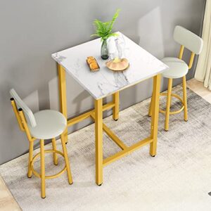 awqm table, 3-piece set, white & gold