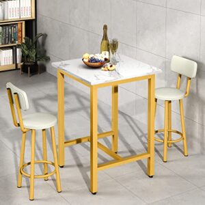AWQM Table, 3-Piece Set, White & Gold