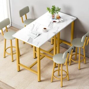 AWQM Table, 3-Piece Set, White & Gold