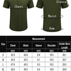 COOFANDY Mens Shirt Button Down Wrinkle Free Casual Stretch Dress, Light Green, Large, Short Sleeve