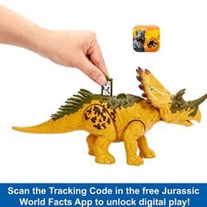 Jurassic World Dinosaur Toys with Roar Sound & Attack Action, Wild Roar Posable Figures, Physical & Connected Digital Play