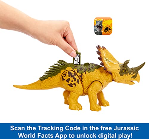 Jurassic World Dinosaur Toys with Roar Sound & Attack Action, Wild Roar Posable Figures, Physical & Connected Digital Play