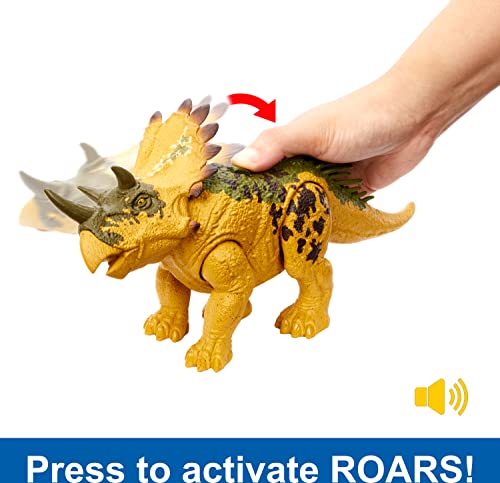 Jurassic World Dinosaur Toys with Roar Sound & Attack Action, Wild Roar Posable Figures, Physical & Connected Digital Play