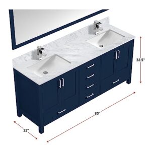 Bell+Modern Big Sur 80 in. W x 22 in. D Navy Blue Double Bath Vanity