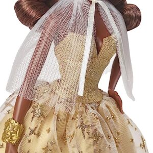 2023 Holiday Barbie Doll, Seasonal Collector Gift, Barbie Signature, Golden Gown and Displayable Packaging, Dark Brown Hair