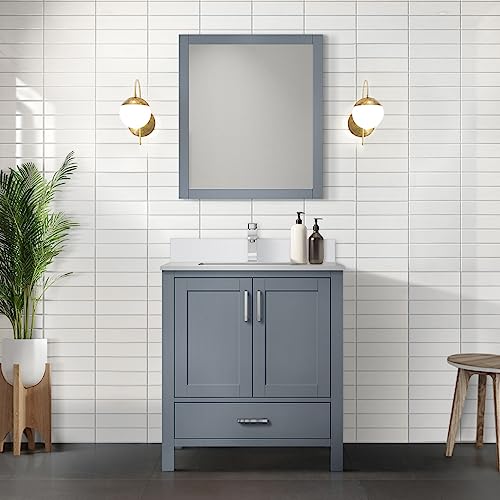 Bell+Modern Big Sur 30 in. W x 22 in. D Dark Grey Bath Vanity and Cultured Marble Top