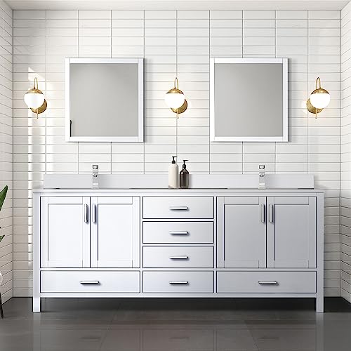 Bell+Modern Big Sur 80 in. W x 22 in. D Dark Grey Double Bath Vanity and White Quartz Top