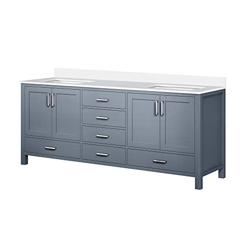 Bell+Modern Big Sur 80 in. W x 22 in. D Dark Grey Double Bath Vanity and White Quartz Top