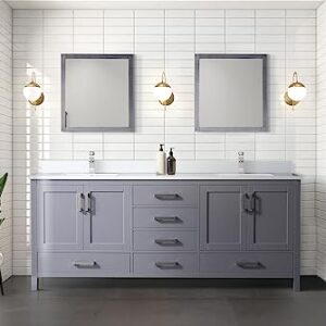 Bell+Modern Big Sur 80 in. W x 22 in. D Dark Grey Double Bath Vanity and White Quartz Top