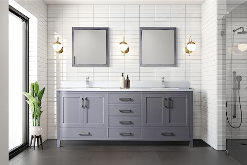 Bell+Modern Big Sur 80 in. W x 22 in. D Dark Grey Double Bath Vanity and White Quartz Top