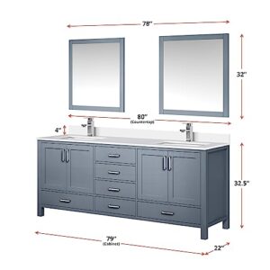 Bell+Modern Big Sur 80 in. W x 22 in. D Dark Grey Double Bath Vanity and White Quartz Top