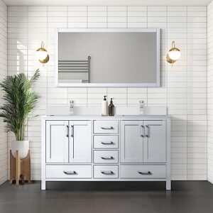 bell+modern big sur 60 in. w x 22 in. d white double bath vanity and white quartz top