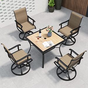 YITAHOME Patio Dining Set, 5-Piece Outdoor Patio Dining Set Including 37" Square Patio Dining Table and 4 Swivel Dining Chairs, Outdoor Dining Set Ideal for Patio Lawn Garden Porch