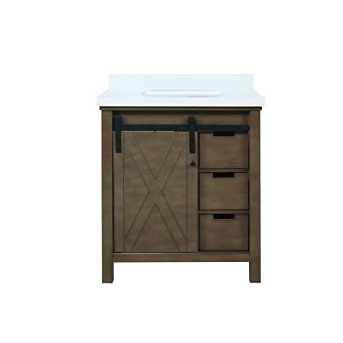 Bell+Modern Ketchum 30 inch Rustic Brown Bath Vanity and Cultured Marble Countertop